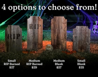 Round Dog Ear Wood Tombstone - Halloween Yard Decoration