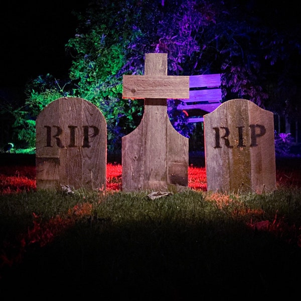 El trío original de lápidas: decoraciones de Halloween para el jardín
