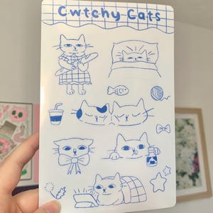 Cute Cat Sticker Sheet | Original Cat Illustration | Cwtchy Cat Stickers | Journal Stickers | Cat Stationery