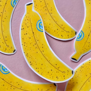 Glossy Banana Sticker: Original Hand-Drawn Illustration, Laptop Decal