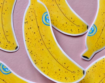 Glossy Banana Sticker: Originale, handgezeichnete Illustration für Laptop