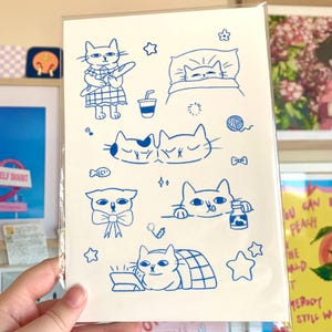 Cat Art Print | Wall Art | A5 Art Print | Cute Cat Original Illustration
