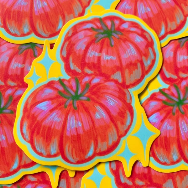 Tomato Sticker | Glossy Vinyl Decal | Original Illustration