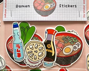 Ramen Sticker Pack: 12 glänzende Vinyl Aufkleber - Original Illustration