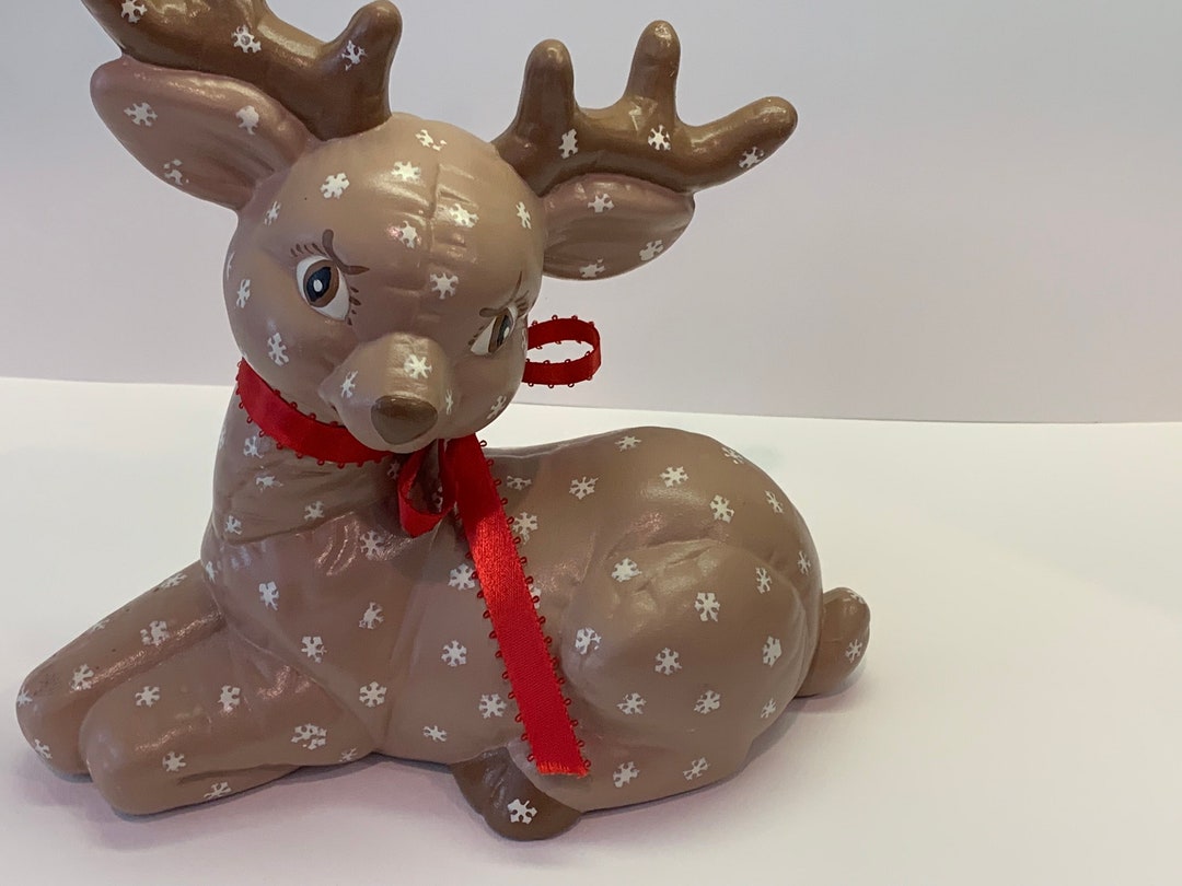 Vintage Kimple Ceramic Laying Christmas Quilted Reindeer Etsy