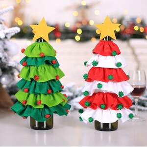 クリスマスツリーワインボトルカバー、クリスマスパーティー、クリスマスギフト、ホステスギフト、