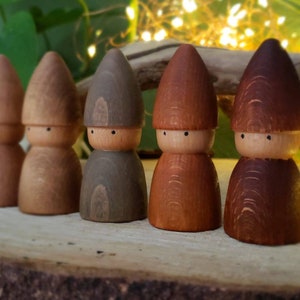 Handgemachte Wald Zwerge Peg Set, Buchenholz, Waldorf Inspiriert