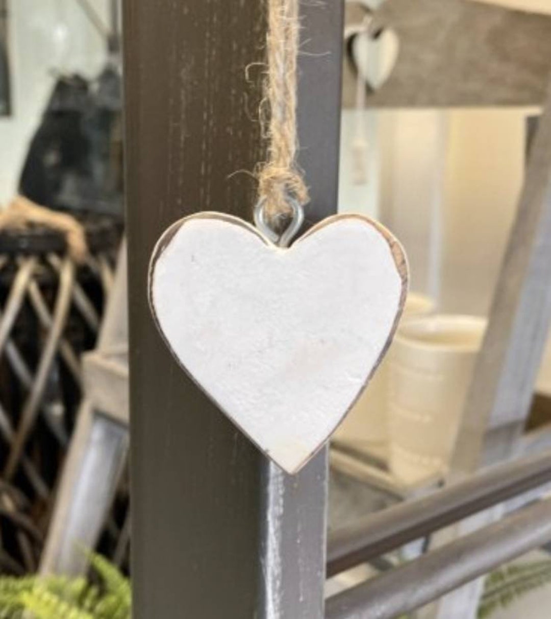 White Wooden Hanging Heart Decoration, Rustic Wedding Decor - Etsy