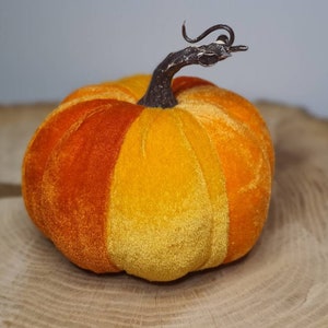 Pumpkins Autumn decorative items, berry, orange and brown.l, table decorations, seasonal set, craft, fall decorations, velvet velour pumpkin