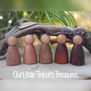 Shades of Brown peg doll people, gift for children, Eco friendly, wooden toy, montessori resource, curiosity,heuristic play, story telling