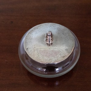 Glass Jar With Silver Lid ( Hallmarked 1928) - Trinket Jar