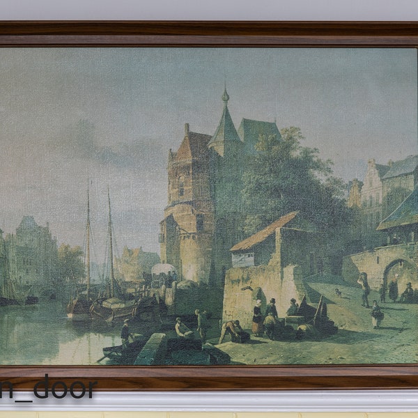 Fortified Buildings On The Bank Of A Canal - Cornelis Springer (1817-1891) - Framed Print On Board