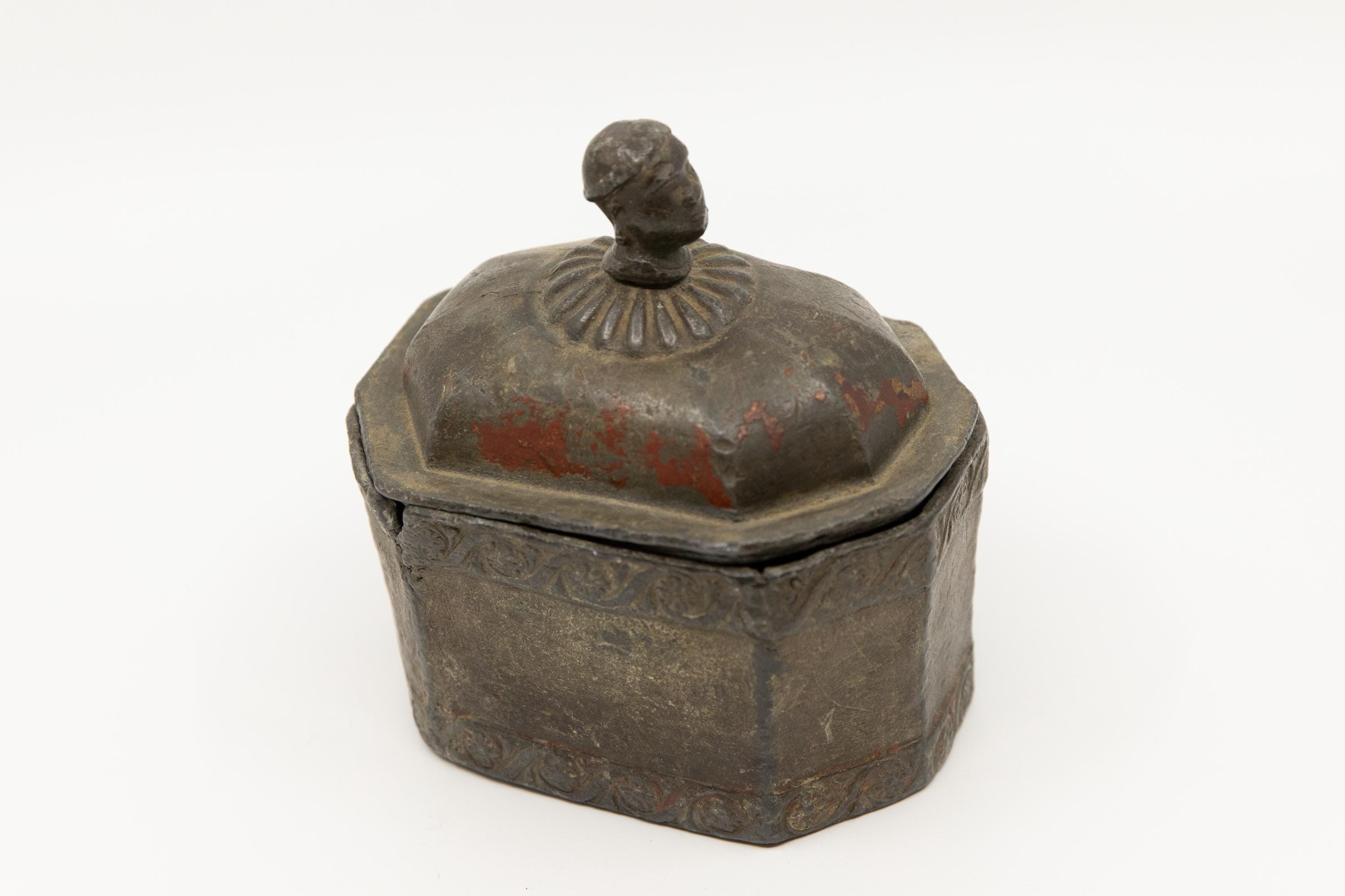 Vintage 18th Century Style Lead Tobacco Caddy