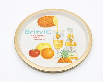 Vintage Britvic Fruit Juice Advertising Tray – Mid Century Kitchenalia, Retro Barware