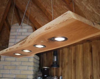 Oak hanging lamp made from oak with LED GU10 bulbs