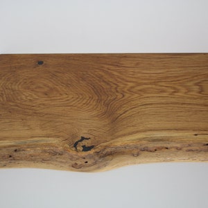 Oak Tabletop with Straight and Natural Live Edge, Finished in Natural Color Oil