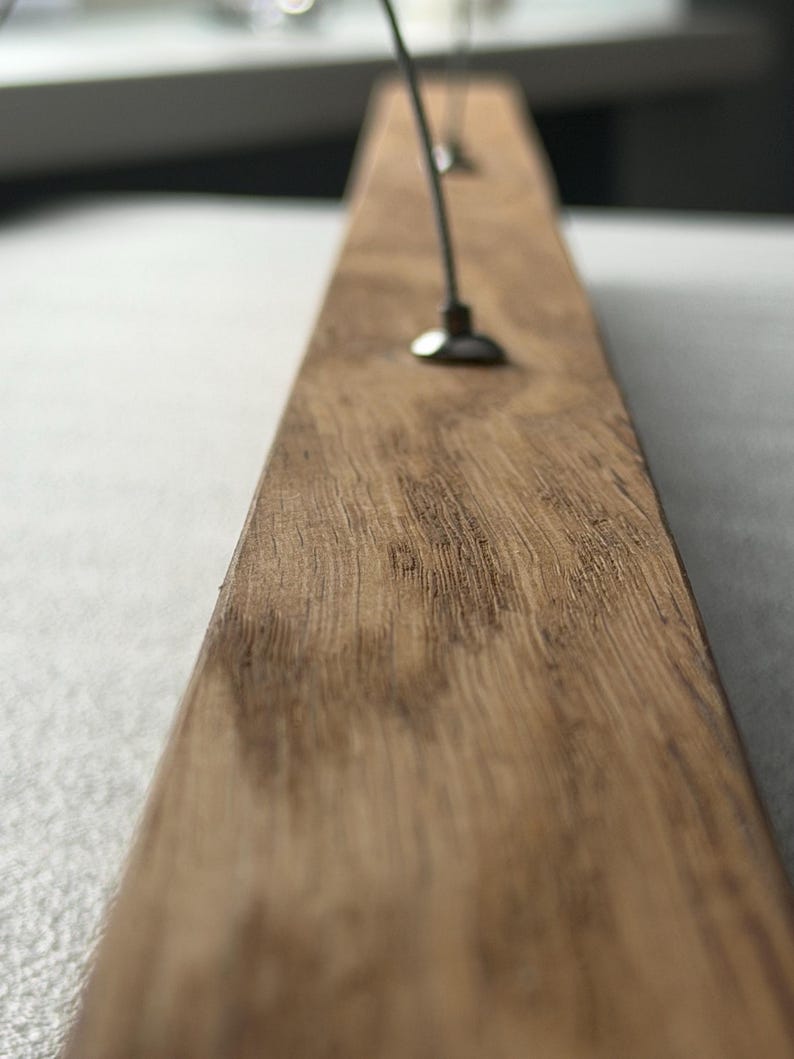 Linear Pendant Light Minimalist Solid Oak Pendant Lamp with LED Strip & Remote Dimmer Control zdjęcie 9