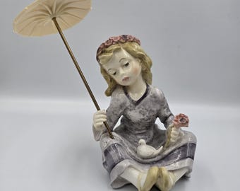 Amilcare Santini Sculpture 1920’s ,Little Girl with An Umbrella