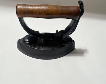 Antique Cast Iron Sad Iron – 1899 Patent, Wooden Handle