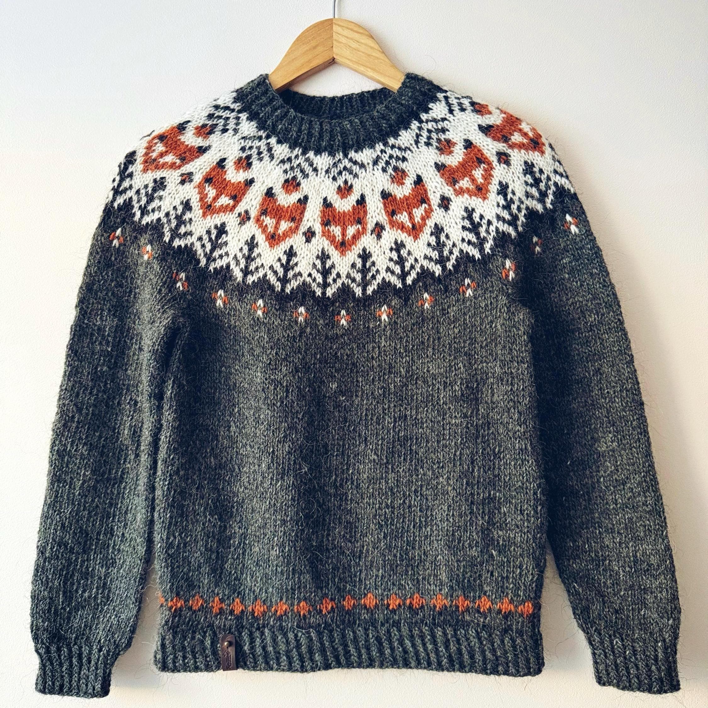 LAVA,AOR,POLARITY,北欧AOR,ノルウェー Fox Icelandic Lettlopi Wool Sweater, Hand Knit Nordic Lopapeysa