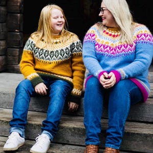 Icelandic Sweater Lopapeysa KAARNA Womens Jumper Fair Isle Nordic Wool Hand Knit Pullover Iceland Lopi Scandinavian Gift Norwegian Sweater
