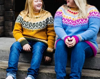 Icelandic Sweater Lopapeysa KAARNA Womens Jumper Fair Isle Nordic Wool Hand Knit Pullover Iceland Lopi Scandinavian Gift Norwegian Sweater
