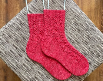 Rote Wollsocken Handgestrickte Wollsocken Handmade Warme Dünne Wollsocken Kalte Füße Thermo Socken-Größe M-Bereit zum Versand