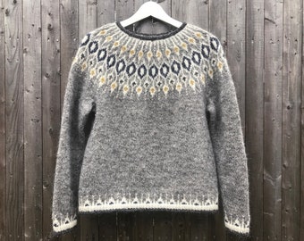 TELJA Fair Isle Style Pullover~Icelandic Sweater Lopapeysa~Nordic Warm Pure Wool Jumper~Hand knit Scandinavian Sweater~Made to Order