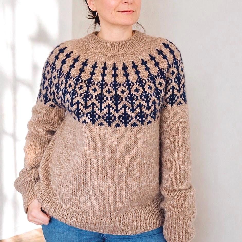 MAJ Icelandic Wool Sweater, Hand Knit Lettlopi Lopapeysa