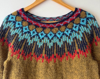 Icelandic Sweater HOPI Womens Norway Sweater Wool Norwegian Hand knit Fair Isle Scandinavian Pullover Nordic Lopapeysa Linka Neumann Sweater