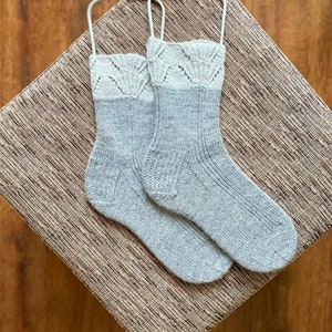 Alpaca Wool Socks Warm Handmade Cozy Socks Gray Hand Knitted Cold Feet Thermal Alpaca Slipper Boot Socks Socks-Size M-Ready to ship
