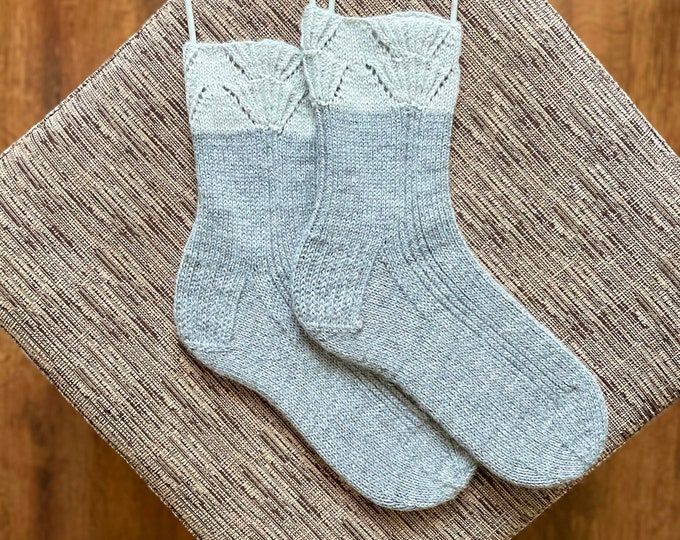 Knitted Socks: Cozy Unisex Hand Knitted Striped Socks Blue - Etsy