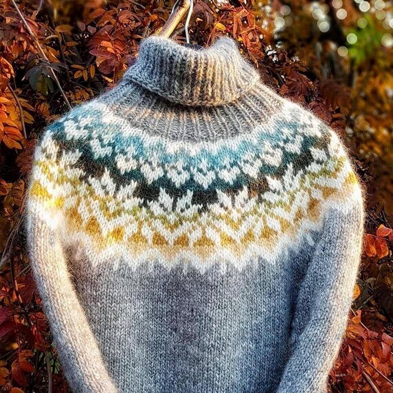 Rollkragen Islandpulli Damen Hsi Islandpullover Handgestrickt