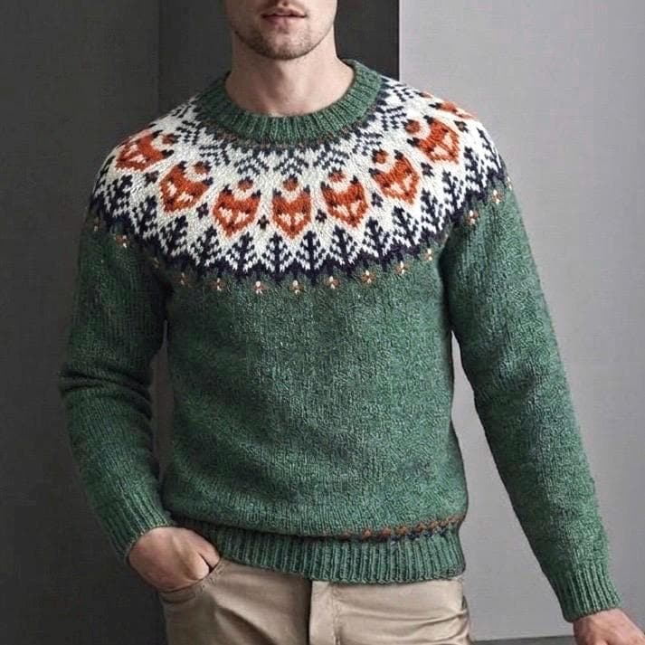 Men's Fox Sweater, Icelandic Hand-knitted Lettlopi Wool Lopapeysa