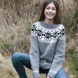 Nordic Sweater SVENSKA Womens Icelandic Lopapeysa Norway Pure Wool Lopi Pullover Hand knit Scandinavian Norwegian Custom Jumper Gift for Her