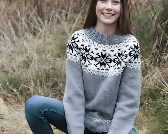 Nordic Sweater SVENSKA Womens Icelandic Lopapeysa Norway Pure Wool Lopi Pullover Hand knit Scandinavian Norwegian Custom Jumper Gift for Her