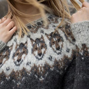 Hand Knit Icelandic Wool Sweater: Norwegian Fair Isle Lopapeysa