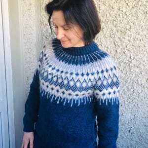 Icelandic Sweater FØYKA Norwegian Womens Lopi Wool Jumper Hand Knit Fair Isle Pullover Nordic Norway Handmade Lopapeysa Nature Lover Gift