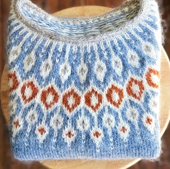 Maglione islandese Fair Isle, maglione in lana ecologica Lopapeysa