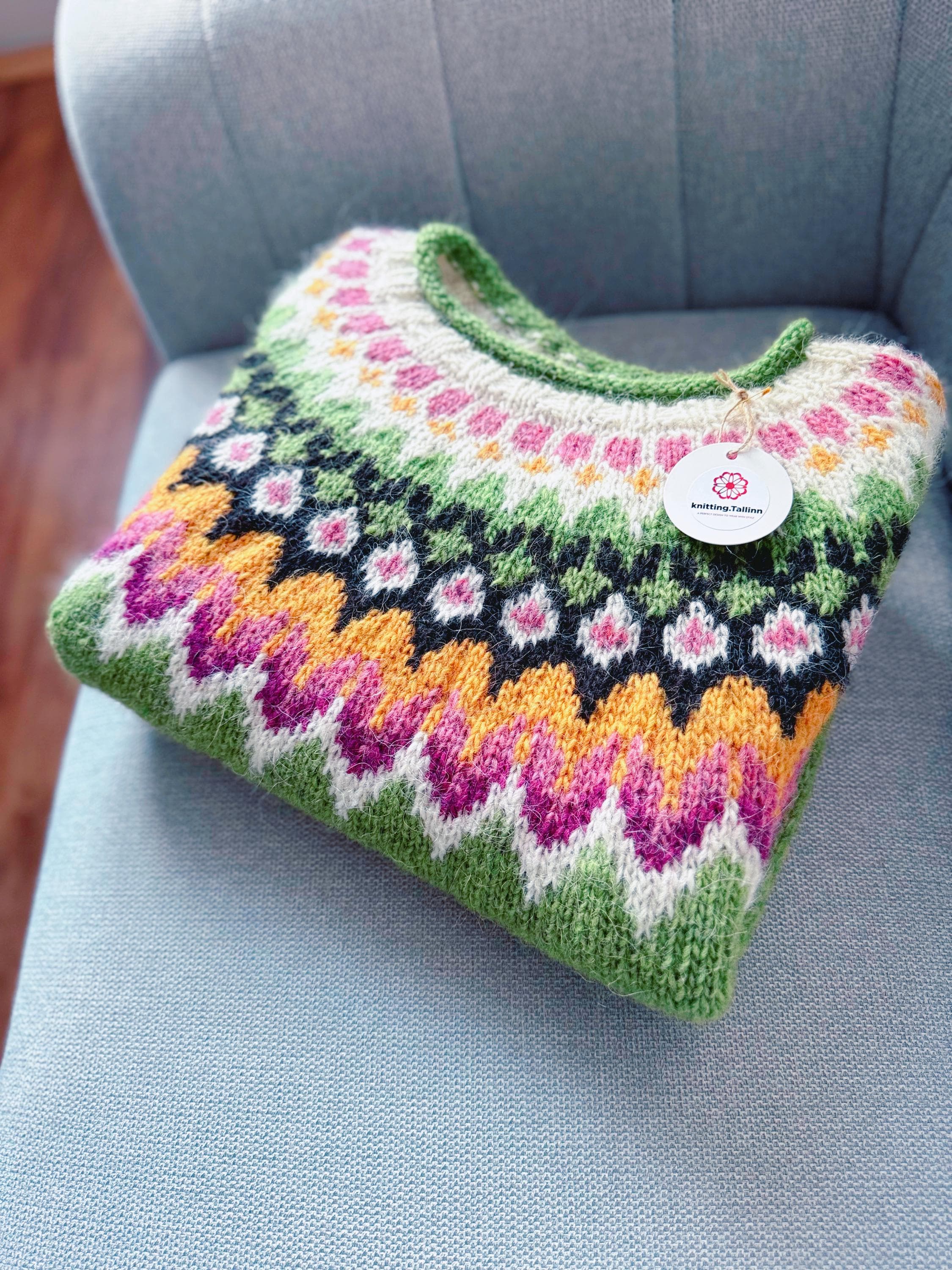 Green Icelandic Wool Sweater~nordic Lopapeysa Sweater Green Icelandic Wool Sweater~nordic Lopapeysa Sweater