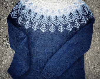 Pine Mountains Sweater SKÓGAFJALL~Icelandic Wool Sweater-Lopapeysa for Hiking~ Nordic Jumper for Adventures~Cozy Warm Camping Pullover