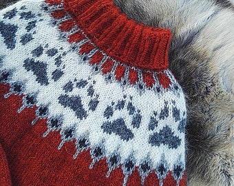 Icelandic Sweater WILDERNESS Nordic Lettlopi Wool Fair Isle Lopapeysa Hand knit Scandinavian Outdoor Jumper-Made to Order