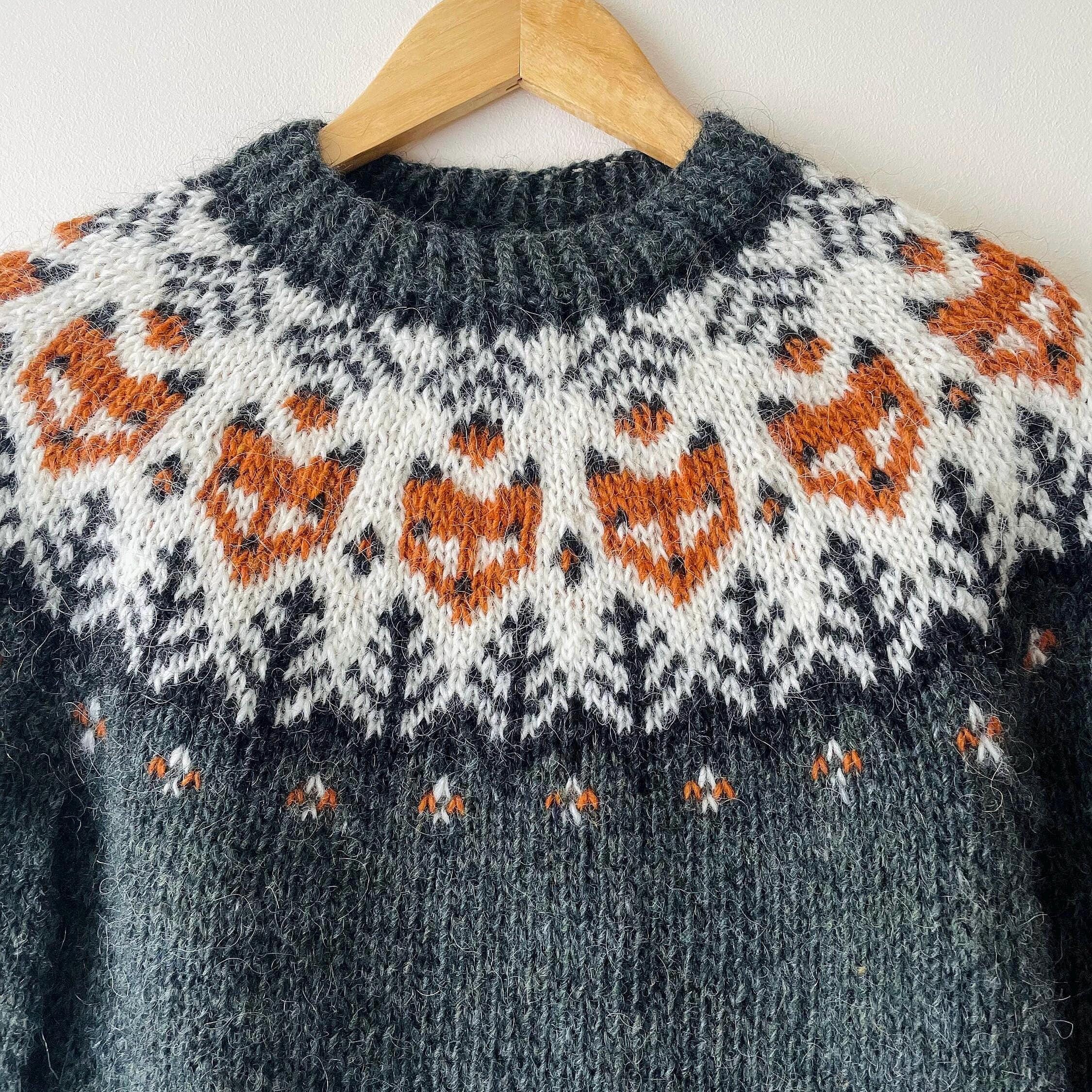 Fox Sweater, Icelandic Lettlopi Wool Hand Knit Nordic Lopapeysa