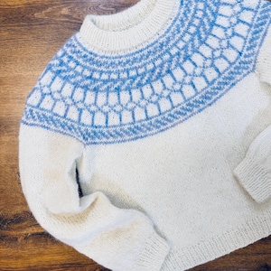Icelandic Sweater HAZE Womens Nordic Lopapeysa Norwegian Wool Fair Isle Hand Knit Lopi Jumper Scandinavian Norway Pullover Gift for Her