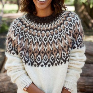 Icelandic Sweater Lopapeysa KIURU Womens Jumper Fair Isle Nordic Wool Hand Knit Pullover Iceland Lopi Scandinavian Gift Norwegian Sweater