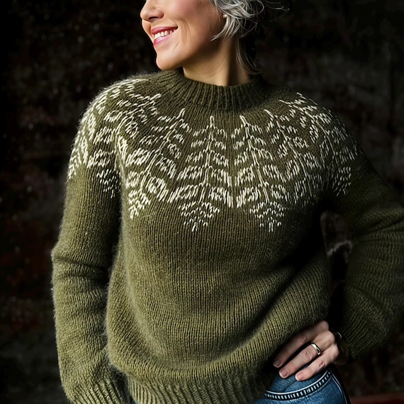 Islandpullover KRISTTJØRN Damen Wolle Fair Isle Lopapeysa