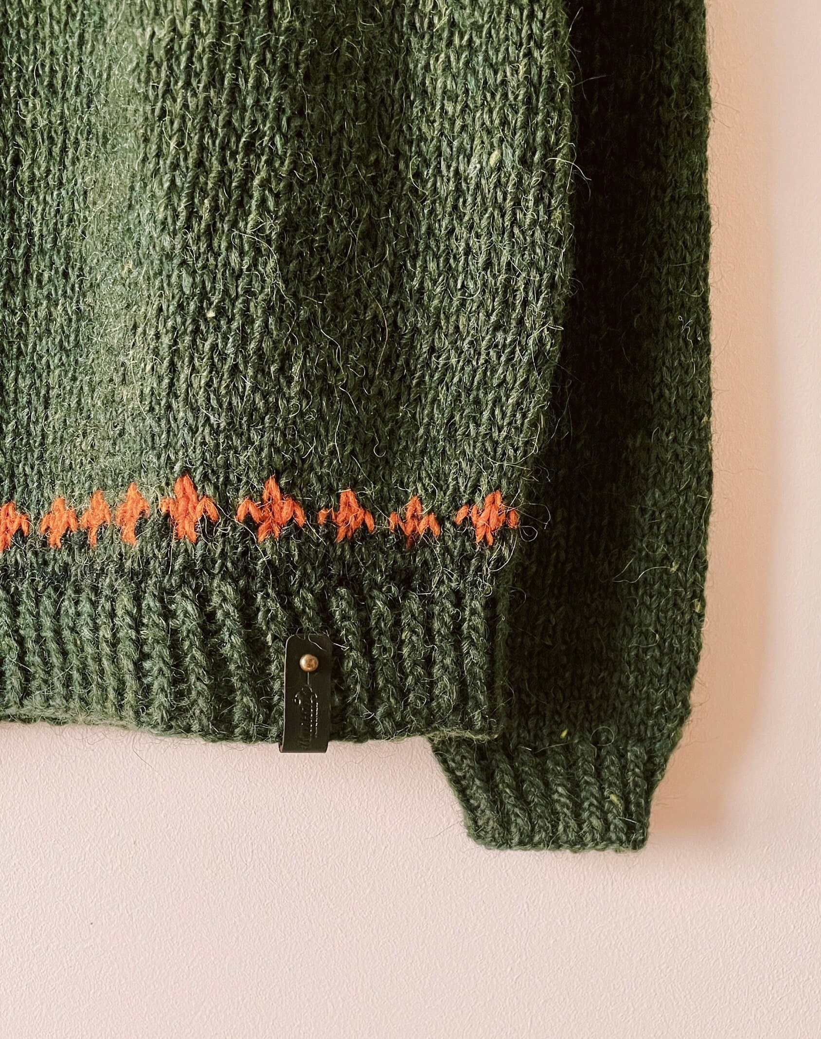 FOX Icelandic Sweater, Pine Green Pure Wool Nordic Hand Knit FOX Icelandic Sweater, Pine Green Pure Wool Nordic Hand Knit