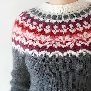 Icelandic Sweater AFMAELI Womens Nordic Lopi Wool Jumper Fair Isle Hand Knit Norway Pullover Norwegian Sweater Scandinavian Gift for Her