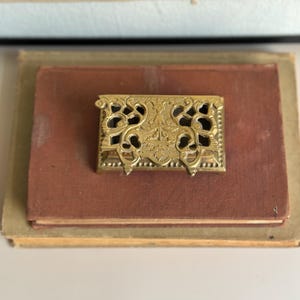 Vintage Brass Ornate Stamp Box Made in India Ring Box Hinged Brass Box for Stamps Ornate Gold Boxes