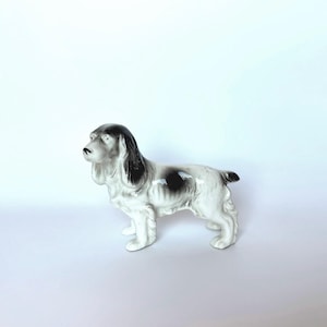 Vintage Ceramic Terrier Dog Made in Japan Porcelain Dog Figurine Black and White Dog Statue Collectible Animals Dogs Long Haired Setter Dog